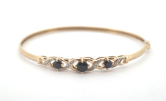 9ct Yellow Gold Sapphire & Diamond Bangle - 506398