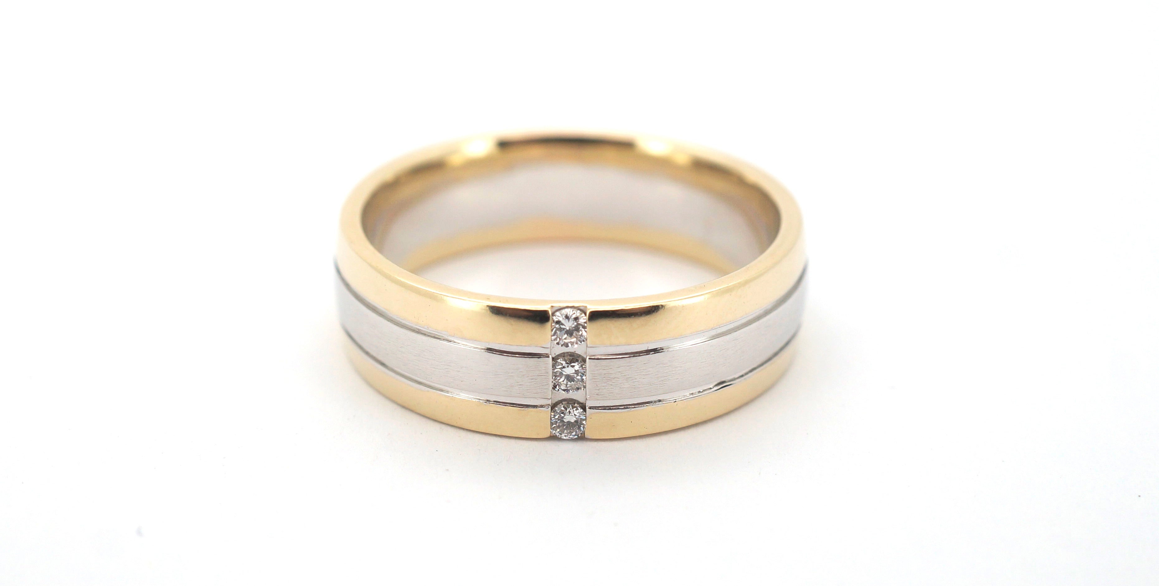 Mens 9ct Two-Tone Diamond Ring (Size Y) - 508242