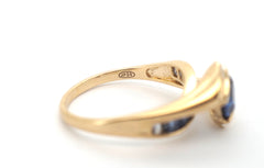 Ladies 9ct Yellow Gold Synthetic Sapphire Ring (Size T) - 505558