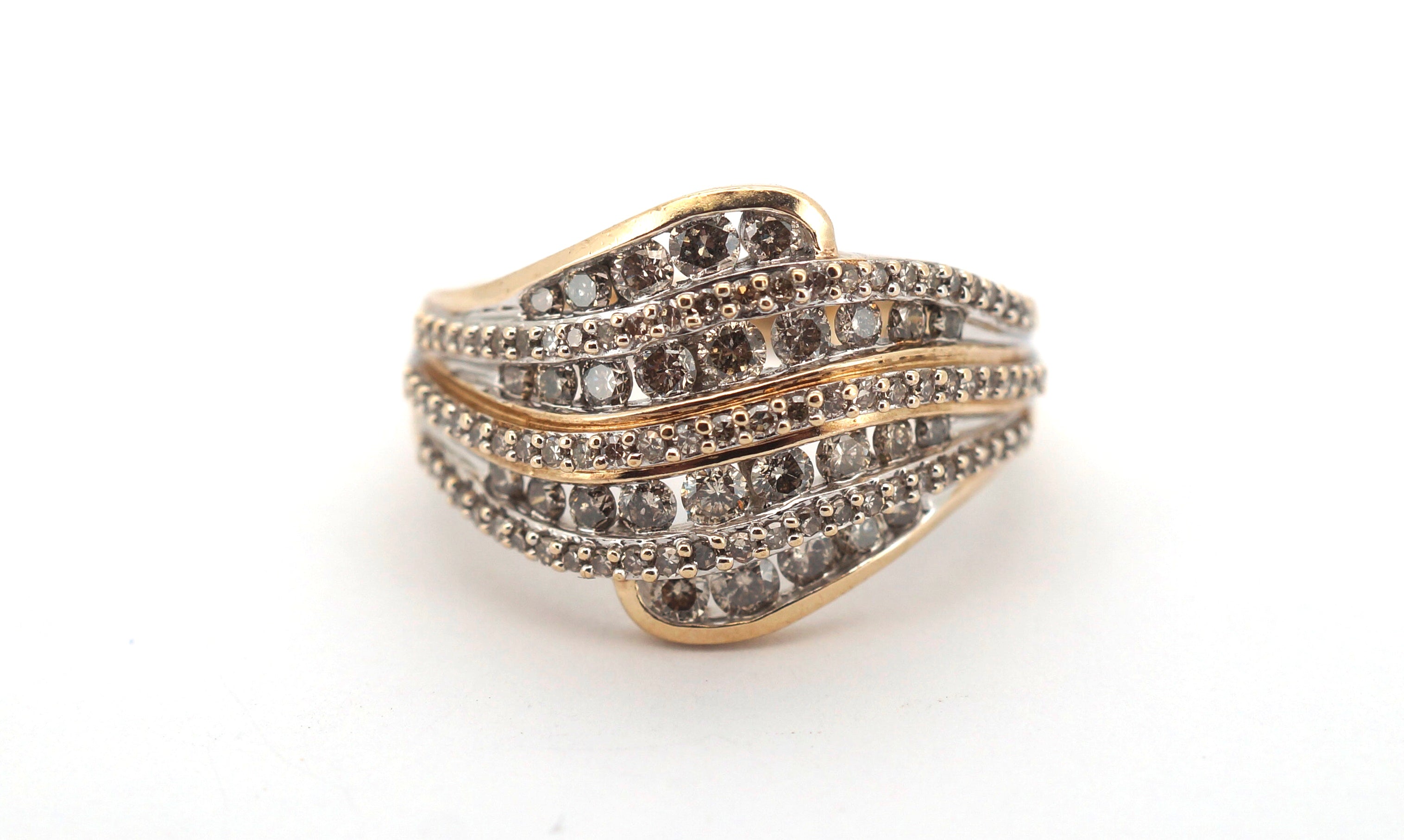 10ct Yellow & White Gold Diamond Dress Ring (Size O) - 505863