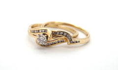 Ladies 9ct Yellow & White Gold Engagement Ring Set (Size T 1/2) - 507047