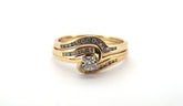 Ladies 9ct Yellow & White Gold Engagement Ring Set (Size T 1/2) - 507047