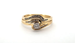 Ladies 9ct Yellow & White Gold Engagement Ring Set (Size T 1/2) - 507047