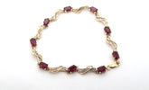 Ladies 9ct Yellow Gold & Synthetic Ruby Bracelet (17cm) - 507675