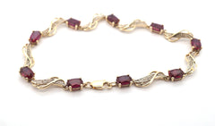 Ladies 9ct Yellow Gold & Synthetic Ruby Bracelet (17cm) - 507675