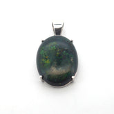 Cabachon Cut Treated Matrix Opal & 18ct White Gold Pendant - 506277