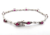 Ladies 925 Silver Synthetic Ruby Bracelet (19cm) - 506113