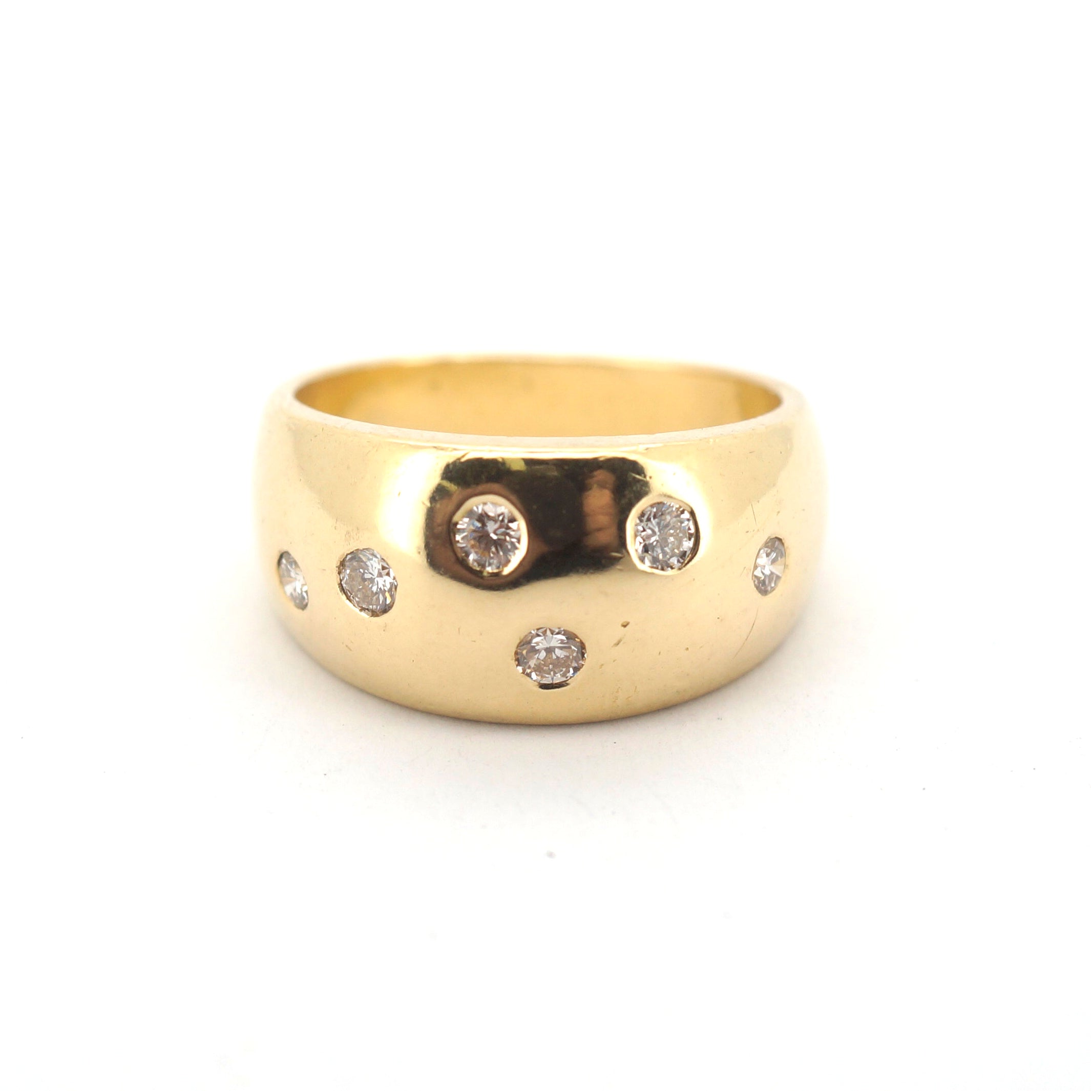 Unisex 18ct Yellow Gold 6 Diamond Dress Ring (Size L) - 504364