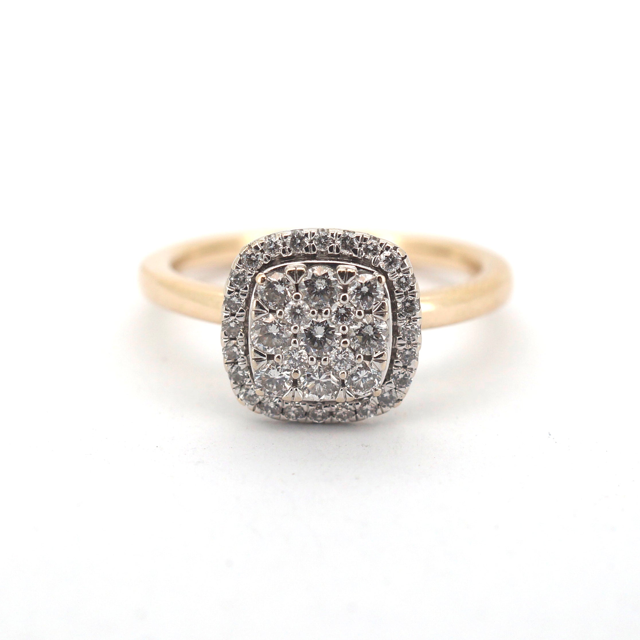Ladies 14ct Yellow & White Gold Cluster Set Diamond Ring (Size N 1/2) - 508073