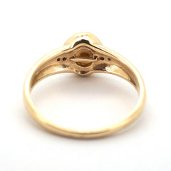 Ladies 9ct Yellow & White Gold Pearl & Diamond Ring (Size Q) - 509235
