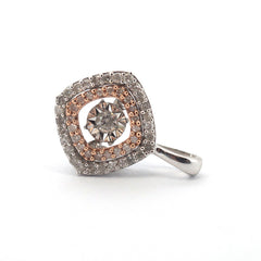 9ct White & Rose Gold 49 Clear Stone Pendant - 507882
