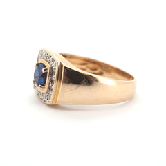Men's 9ct Yellow Gold Synthetic Sapphire & Diamond Ring (Size W) - 510056