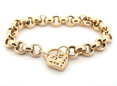 Ladies 9ct Yellow Gold Belcher Link Chain Bracelet (19cm) - 510003