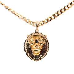 9ct Yellow Gold Lion Themed Pendant & 9ct Curb Link Necklace (56cm) - 510470
