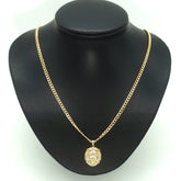 9ct Yellow Gold Lion Themed Pendant & 9ct Curb Link Necklace (56cm) - 510470