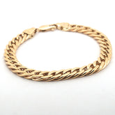 Unisex 9ct Yellow Gold Cuban Link Chain Bracelet (22cm) - 509150