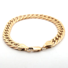 Unisex 9ct Yellow Gold Cuban Link Chain Bracelet (22cm) - 509150
