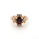 Ladies 9ct Yellow Gold Ring with Red & Clear Stones (Size L) - 510004