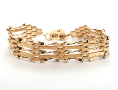 Ladies 9ct Yellow Gold 5 Bar Gate Bracelet (18cm) - 510460