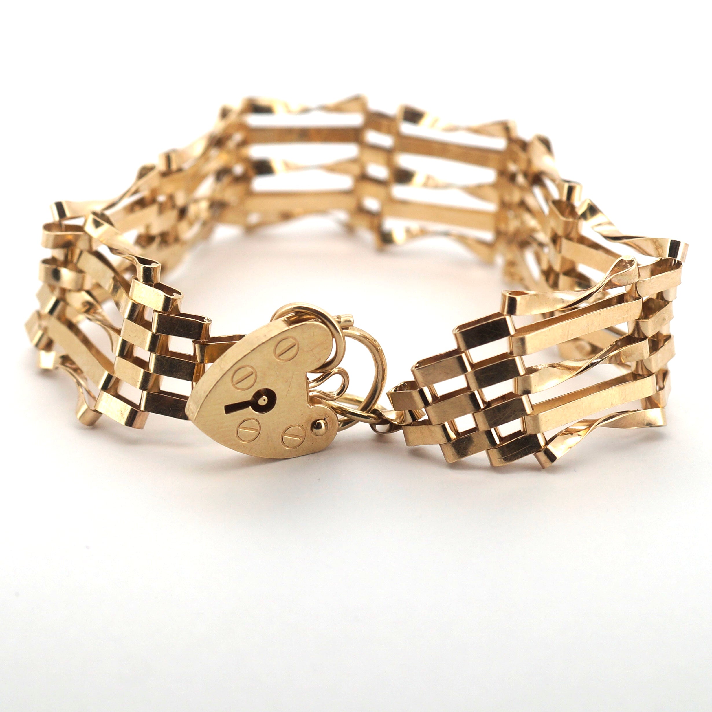 Ladies 9ct Yellow Gold 5 Bar Gate Bracelet (18cm) - 510460