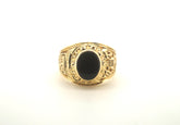 Men's 18CT Solid Yellow Gold Black Onyx Ring (Size S, 9.92g) - 503817
