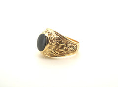Men's 18CT Solid Yellow Gold Black Onyx Ring (Size S, 9.92g) - 503817