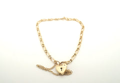 Ladies Solid 9CT Yellow Gold Heart Locket Bracelet (18cm, 3.8g) - 503818