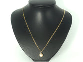 Ladies 9ct Yellow Gold Figaro Link Necklace & Pearl Pendant - 504630