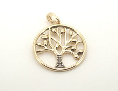 Ladies 9ct Yellow Gold Tree Styled Pendant - 504176