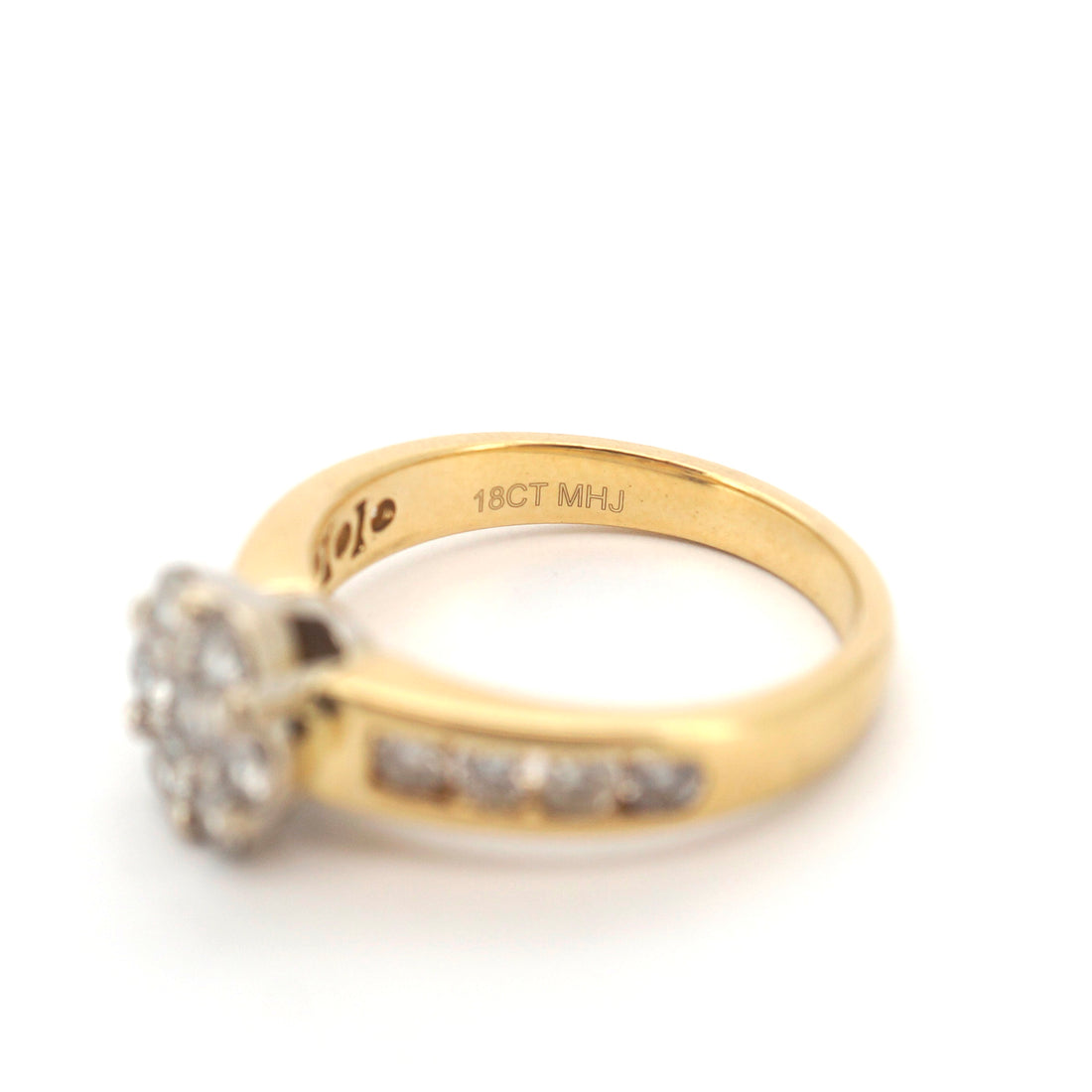 Unisex 18ct Yellow & White Gold Diamond Daisy Cluster Set Ring (Size L 1/2) - 506486