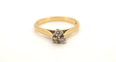 Unisex 18ct Yellow Gold Triple Diamond Ring (Size M) - 500359