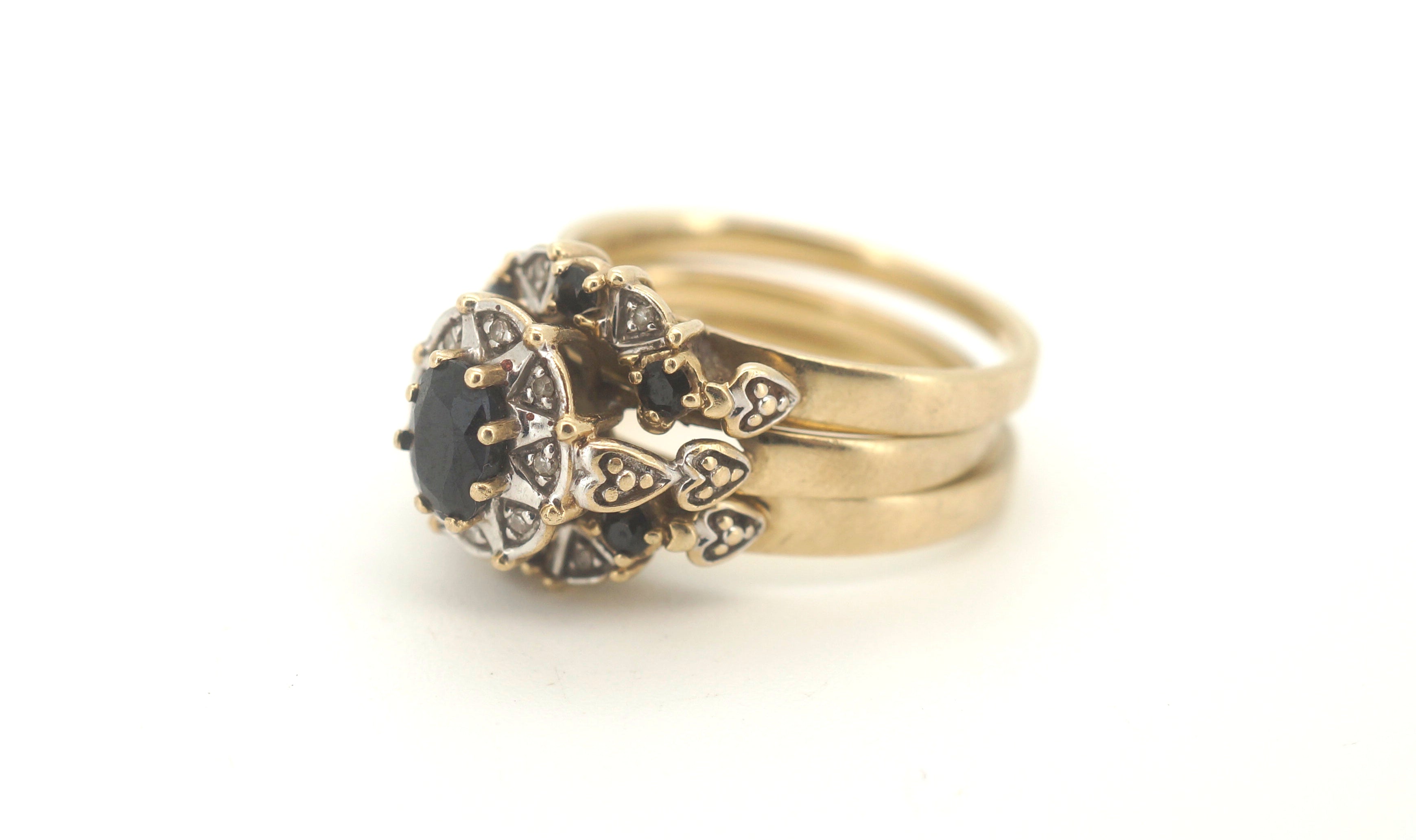 10ct Yellow Gold Sapphire & Diamond Ring (Size N 1/2) - 503313
