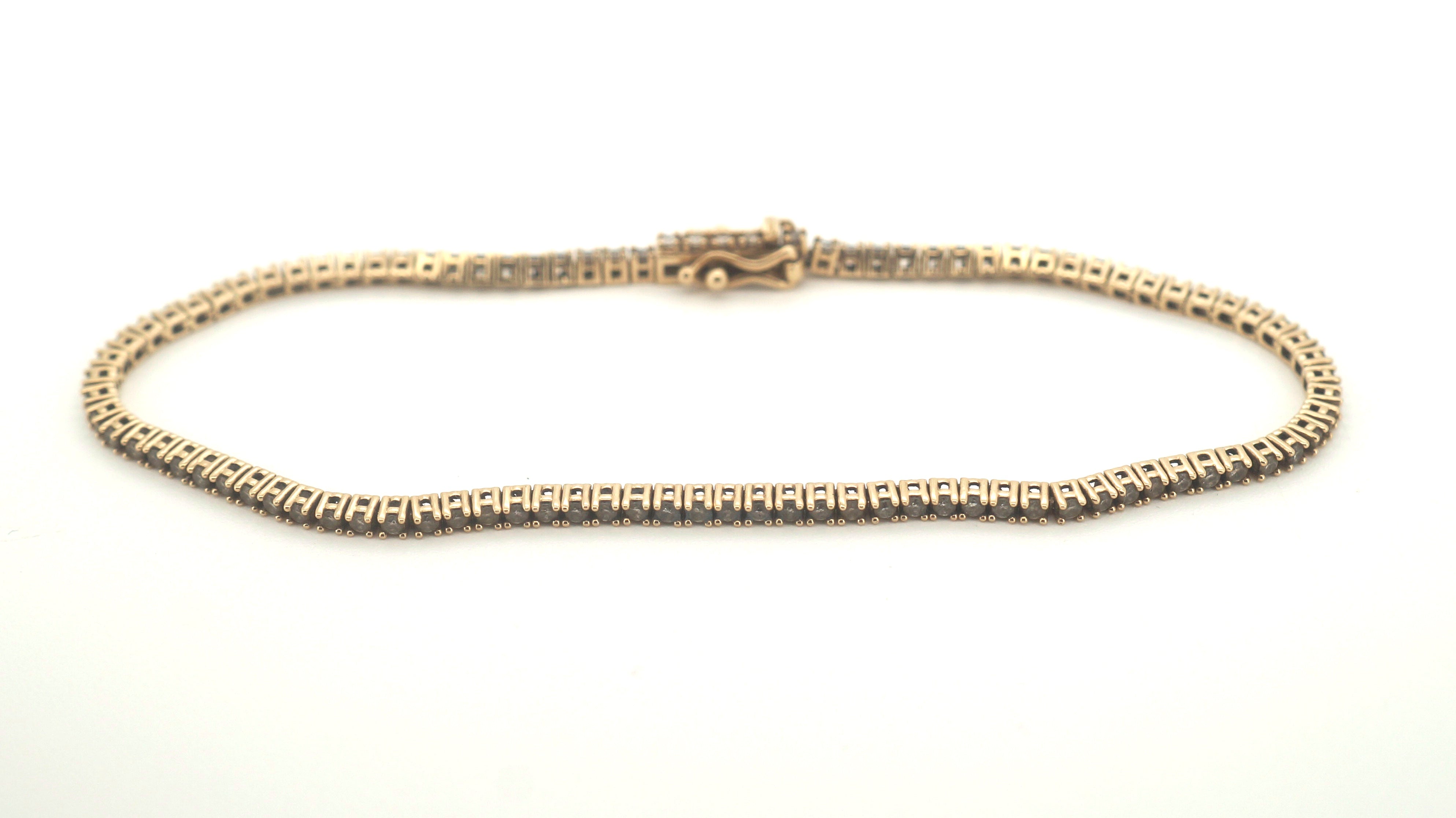 10ct Yellow Gold & Diamond Tennis Bracelet (19cm) - 502782