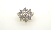 9ct Yellow Gold Synthetic Diamond Starburst Ring (Size S 1/2) - 503314