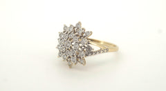 9ct Yellow Gold Synthetic Diamond Starburst Ring (Size S 1/2) - 503314