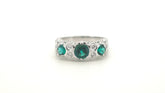 18ct White Gold Synthetic Emerald & Diamond Ring (Size N) - 501633