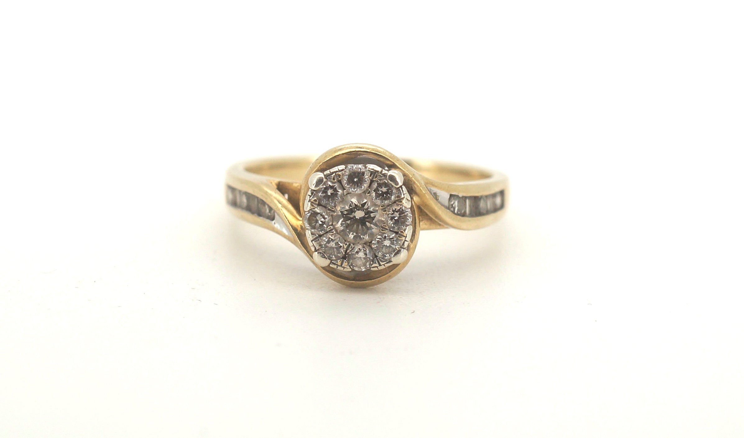 9ct Yellow & White Gold Diamond Cluster Ring (Size N 1/2) - 504281