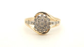 Ladies 9ct Yellow & White Gold Cluster Ring (Size N 1/2) - 506188