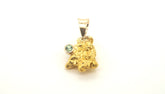 22ct Gold Nugget Pendant with 9ct Bale & Green Stone - 500668