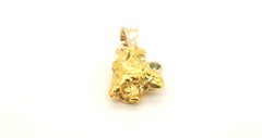 22ct Gold Nugget Pendant with 9ct Bale & Green Stone - 500668