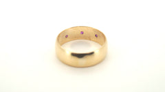Unisex 9ct Yellow Gold 3 Pink Stone Ring (Size L) - 506073