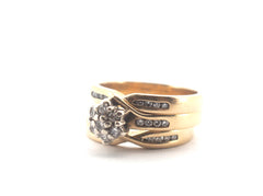 Ladies Michael Hill 9CT Yellow Gold Diamond Trilogy Ring Set (Size N 1/2) - 504886