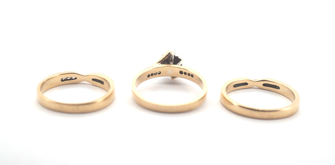 Ladies Michael Hill 9CT Yellow Gold Diamond Trilogy Ring Set (Size N 1/2) - 504886