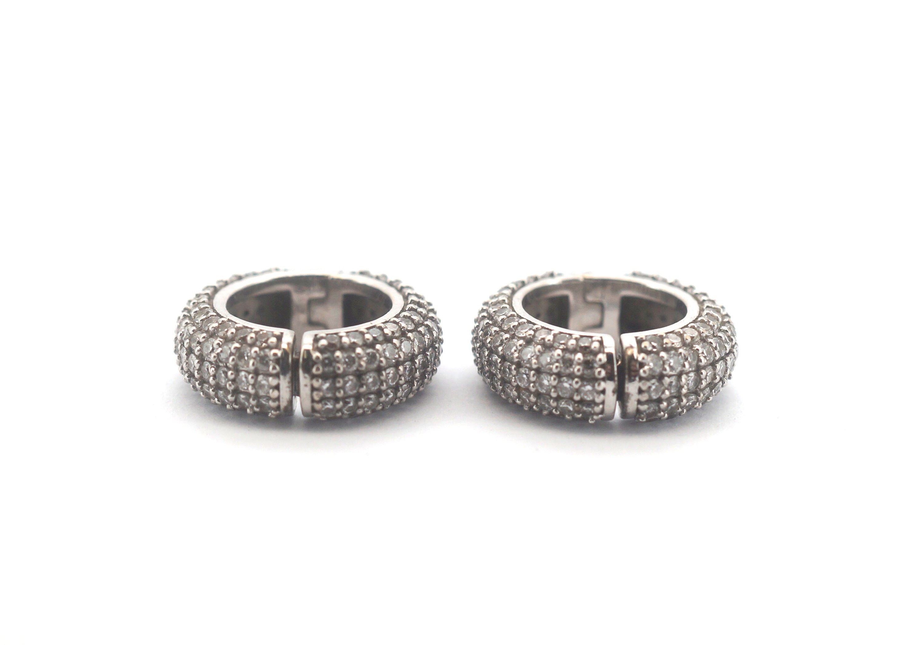 Unisex 14CT White Gold Synthetic Diamond Earrings - 505309