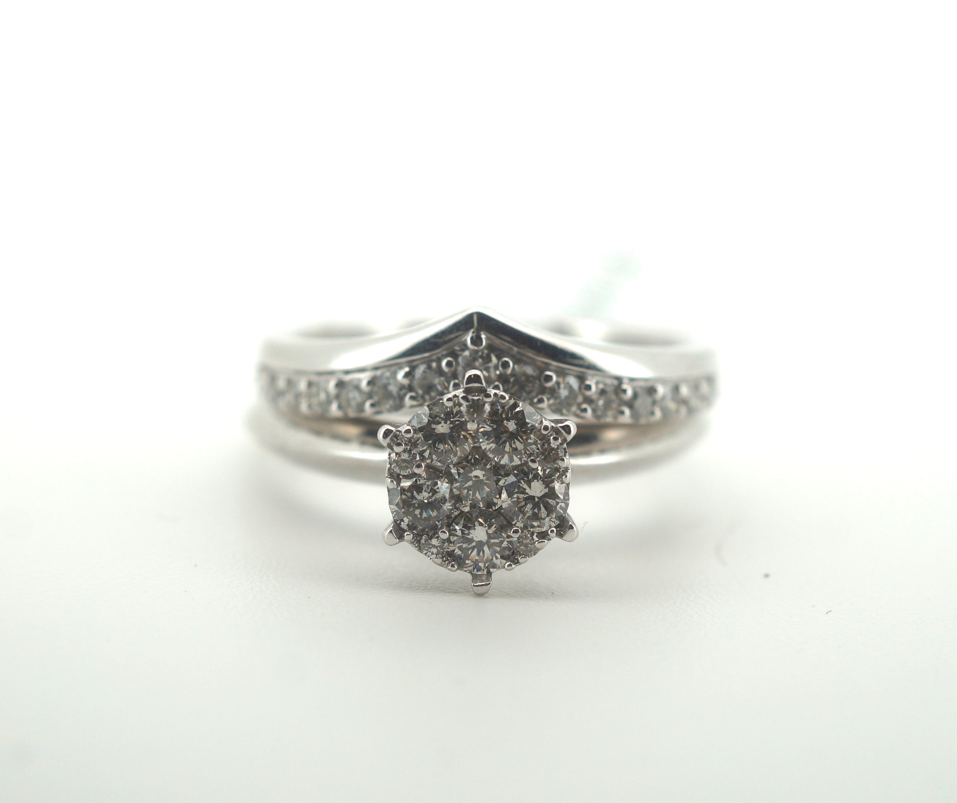 Ladies 9CT White Gold Diamond Ring Set - 214693