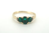 Ladies 9ct Yellow gold ring with Green Stones / Diamonds (Size M) - 503349