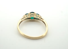 Ladies 9ct Yellow gold ring with Green Stones / Diamonds (Size M) - 503349