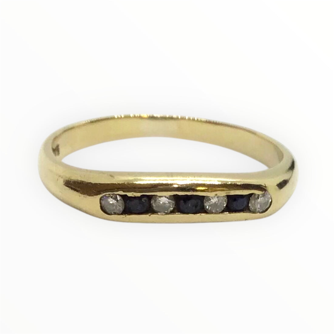 Ladies 9ct Gold Coloured Stone and Diamond Ring (Size M) Ref#511473