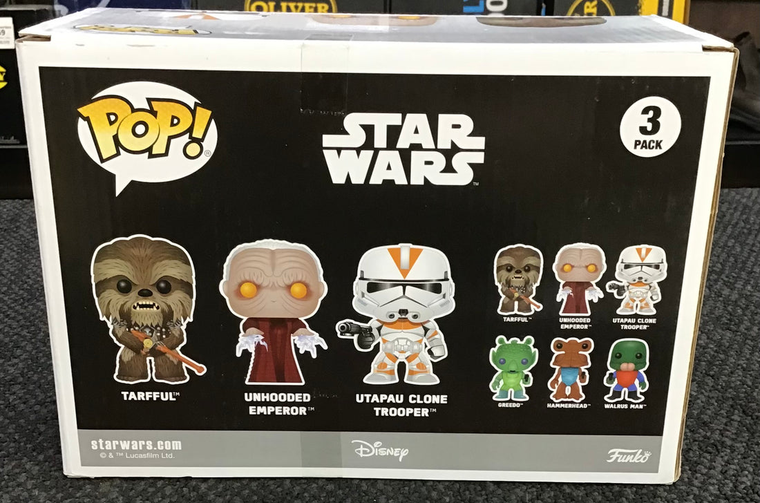 Pop Figurine Star Wars 3Pack Ref#889698118255
Tarfful / Unhooded Emperor/ Utapau Clone Trooper