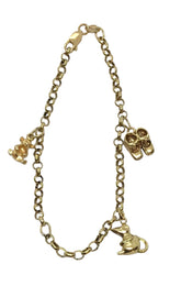 Ladies 9ct Yellow Gold Charm Bracelet (Length 20cm) Ref#507097